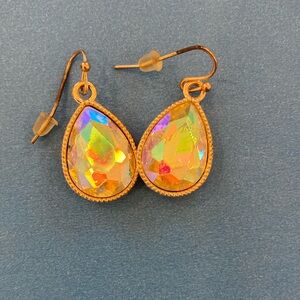 Elegant Gold and Iridescent Teardrop Earrings